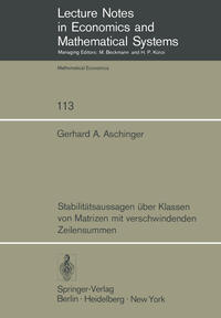 Vorderes Coverbild Stabilitätsaussagen über Klassen von Matrizen mit verschwindenden Zeilensummen