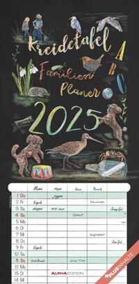 Vorderes Coverbild Alpha Edition - Kreidetafel Familienplaner 2025 Familienkalender, 22x45cm, Kalender mit 5 Spalten, 100-jährigem Kalender, Illustrationen von Eva Czapla und Ferientermine DE/AT/CH