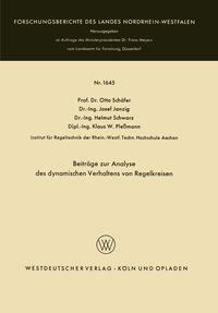 Vorderes Coverbild Beiträge zur Analyse des dynamischen Verhaltens von Regelkreisen