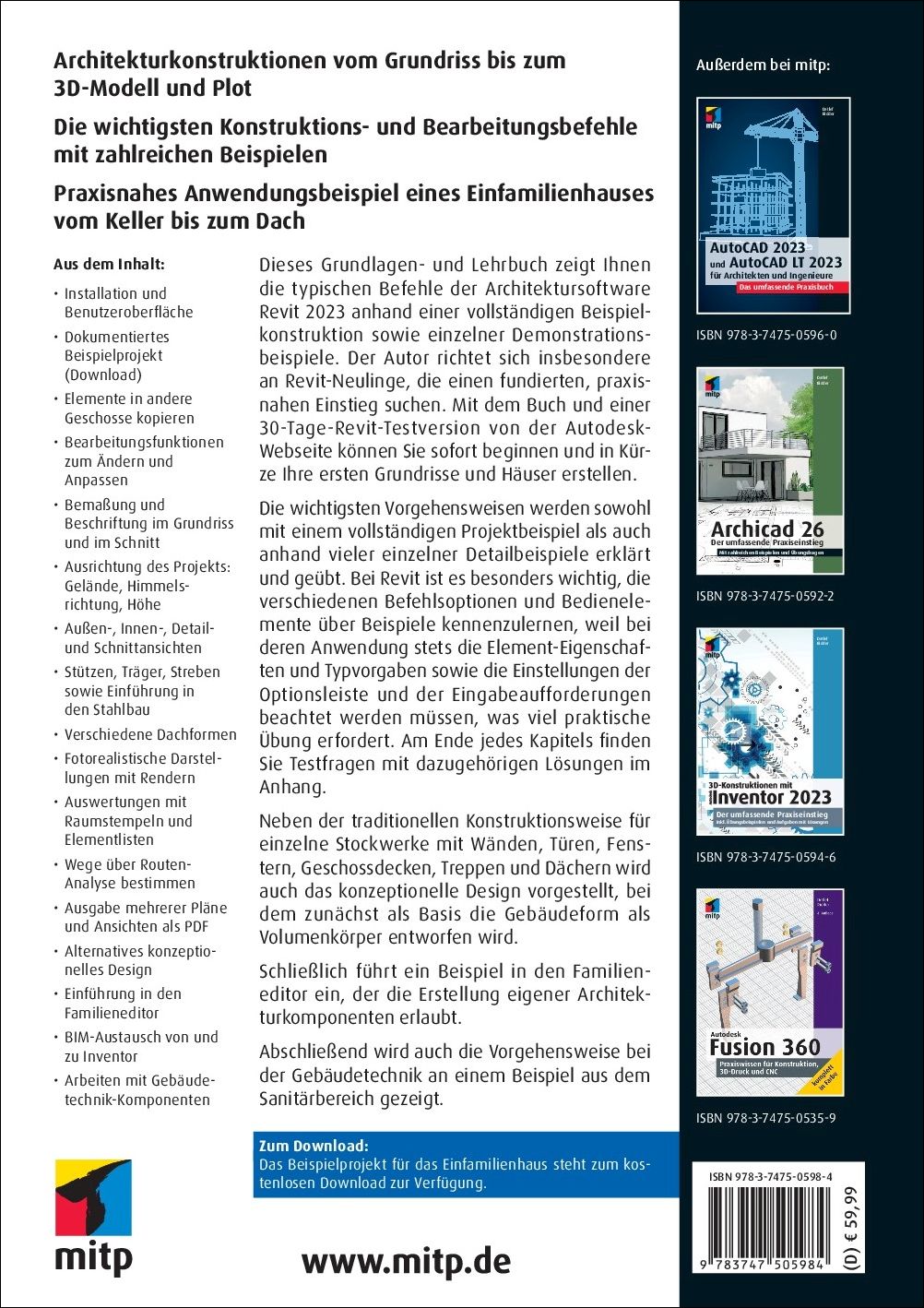 Rückseitencover Autodesk Revit 2023