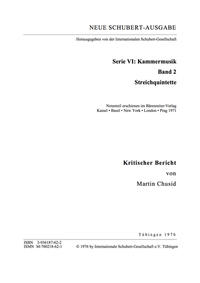 Vorderes Coverbild Neue Schubert-Ausgabe. Kritische Berichte / Kammermusik / Streichquintette