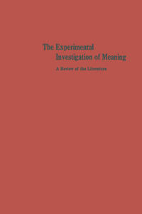 Vorderes Coverbild The Experimental Investigation of Meaning