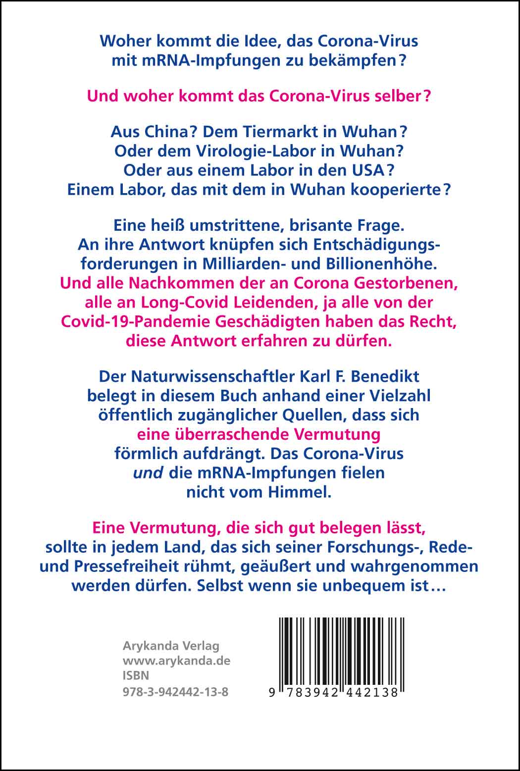 Rückseitencover Wer erschuf das Corona Virus?