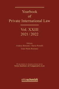 Vorderes Coverbild Yearbook of Private International Law Vol. XXIII – 2021/2022