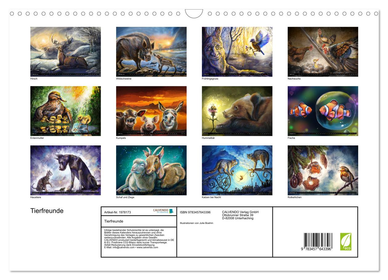 Beispielinhalt (Bild) Tierfreunde (Wandkalender 2026 DIN A3 quer), CALVENDO Monatskalender