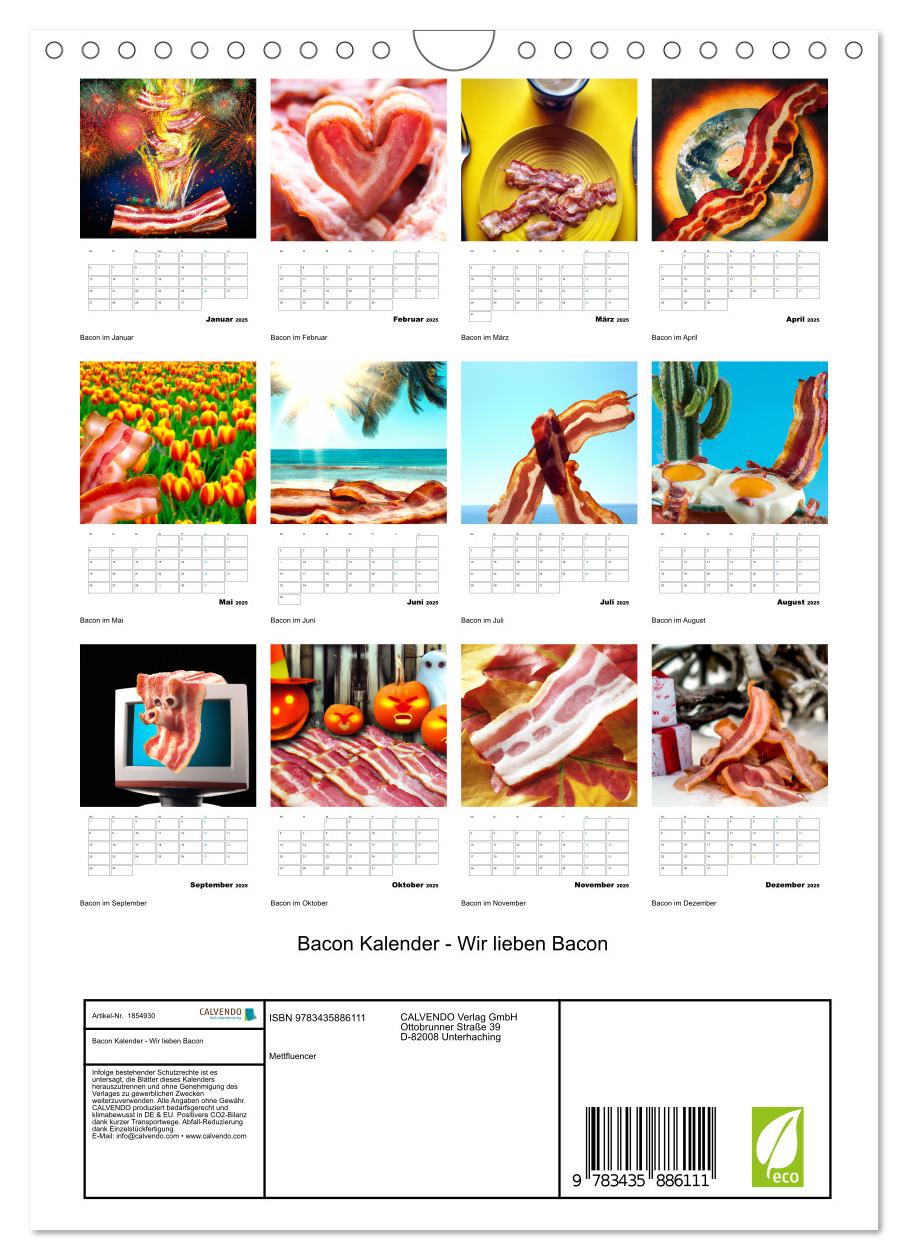 Beispielinhalt (Bild) Bacon Kalender - Wir lieben Bacon (Wandkalender 2025 DIN A4 hoch), CALVENDO Monatskalender