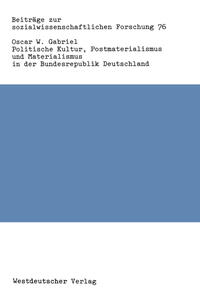 Vorderes Coverbild Politische Kultur, Postmaterialismus und Materialismus in der Bundesrepublik Deutschland