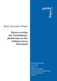 Vorderes Coverbild Nutzerverträge auf Vermittlungsplattformen in der kollaborativen Wirtschaft