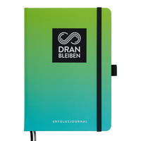 Vorderes Coverbild DRANBLEIBEN Erfolgsjournal, Fresh Green
