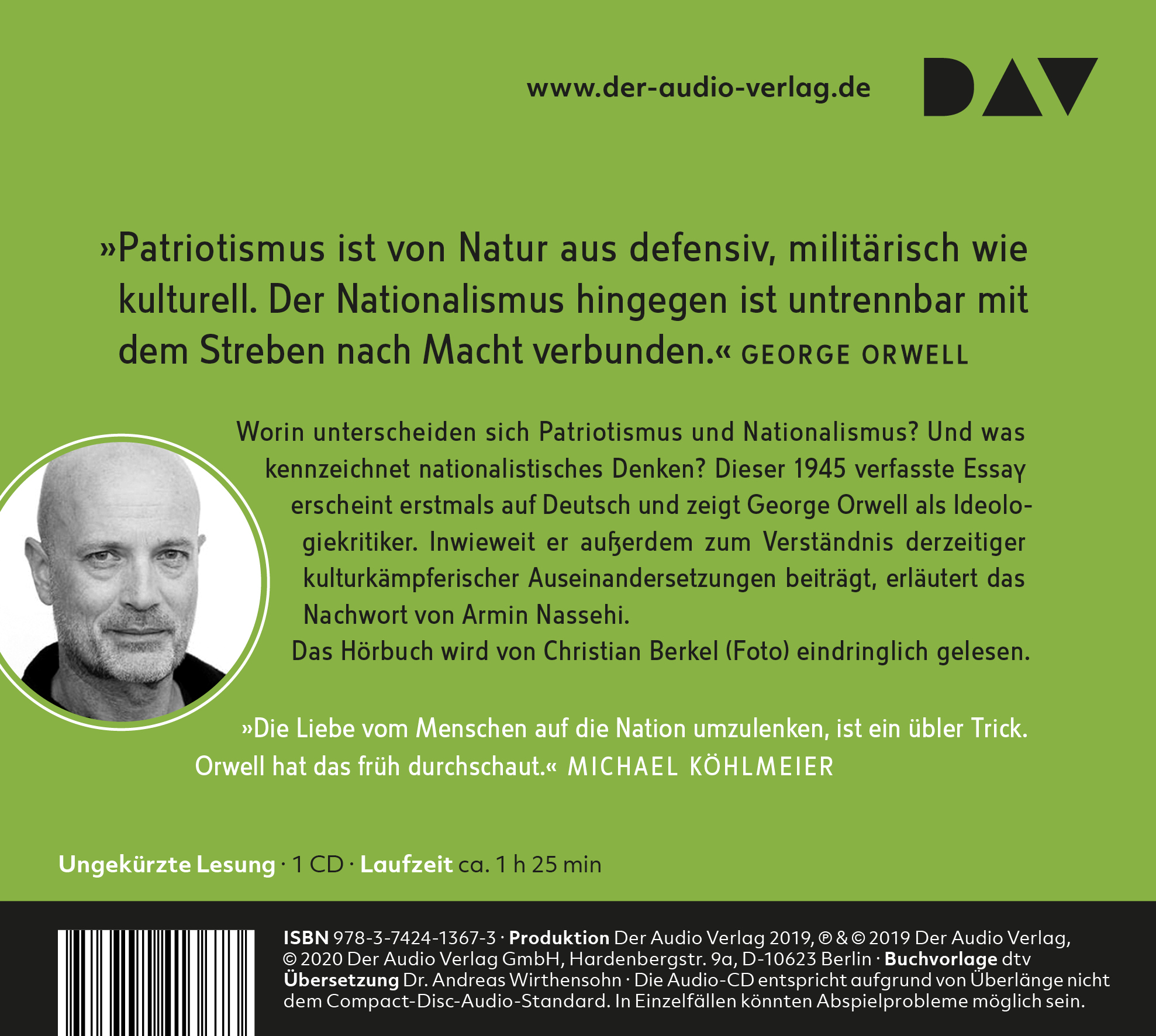 Rückseitencover Über Nationalismus
