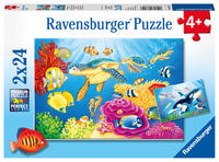 Vorderes Coverbild Kinderpuzzle 2x24 Teile - Kunterbunte Unterwasserwelt