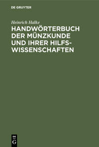 Vorderes Coverbild Handwörterbuch der Münzkunde und ihrer Hilfswissenschaften