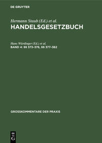 Vorderes Coverbild Handelsgesetzbuch / §§ 373–376, §§ 377–382