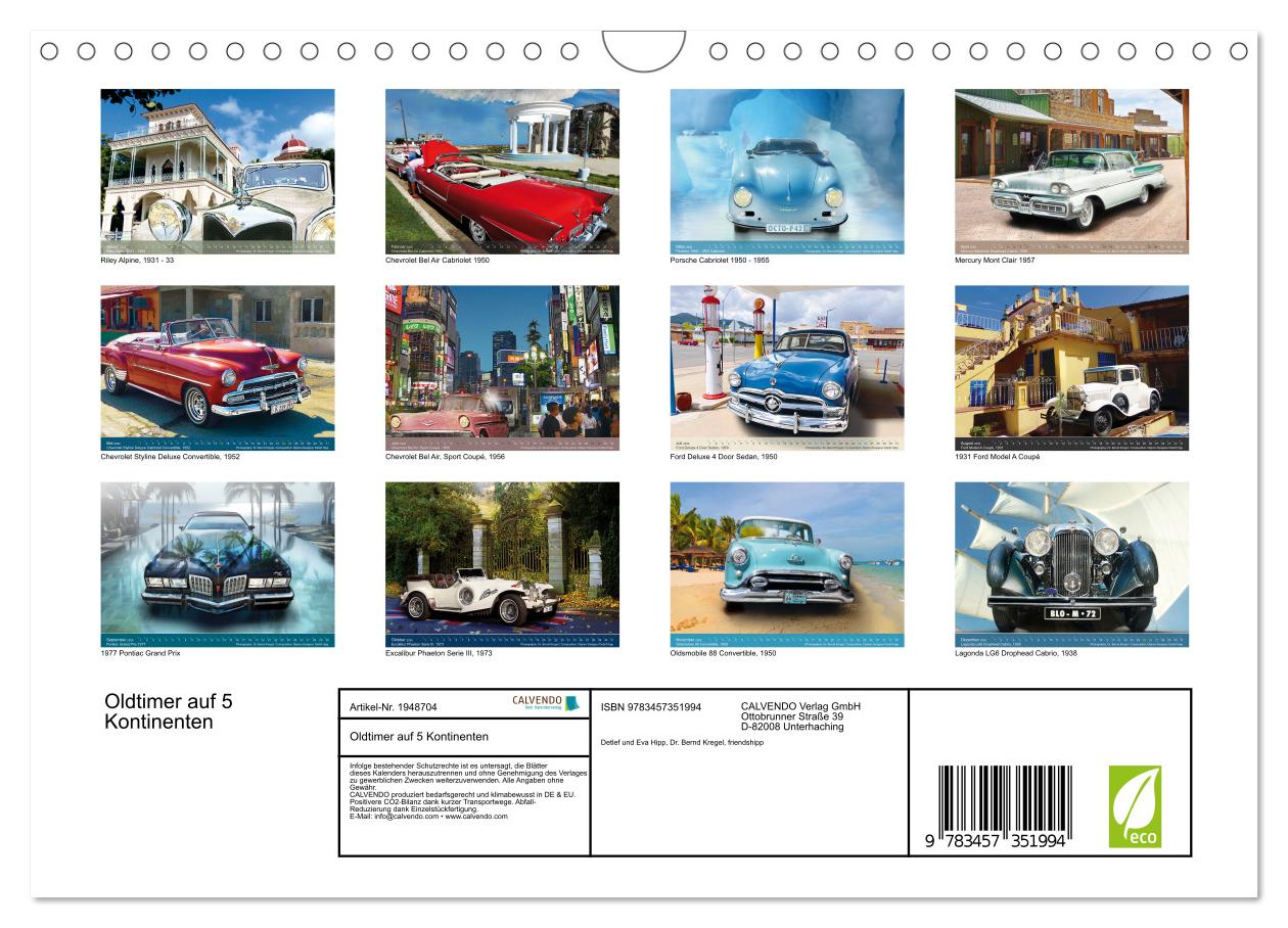 Beispielinhalt (Bild) Oldtimer auf 5 Kontinenten (Wandkalender 2026 DIN A4 quer), CALVENDO Monatskalender