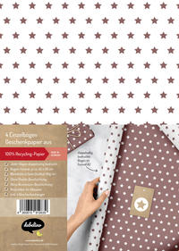 Vorderes Coverbild Geschenkpapier-Set Sterne (rot-braun, weiß)