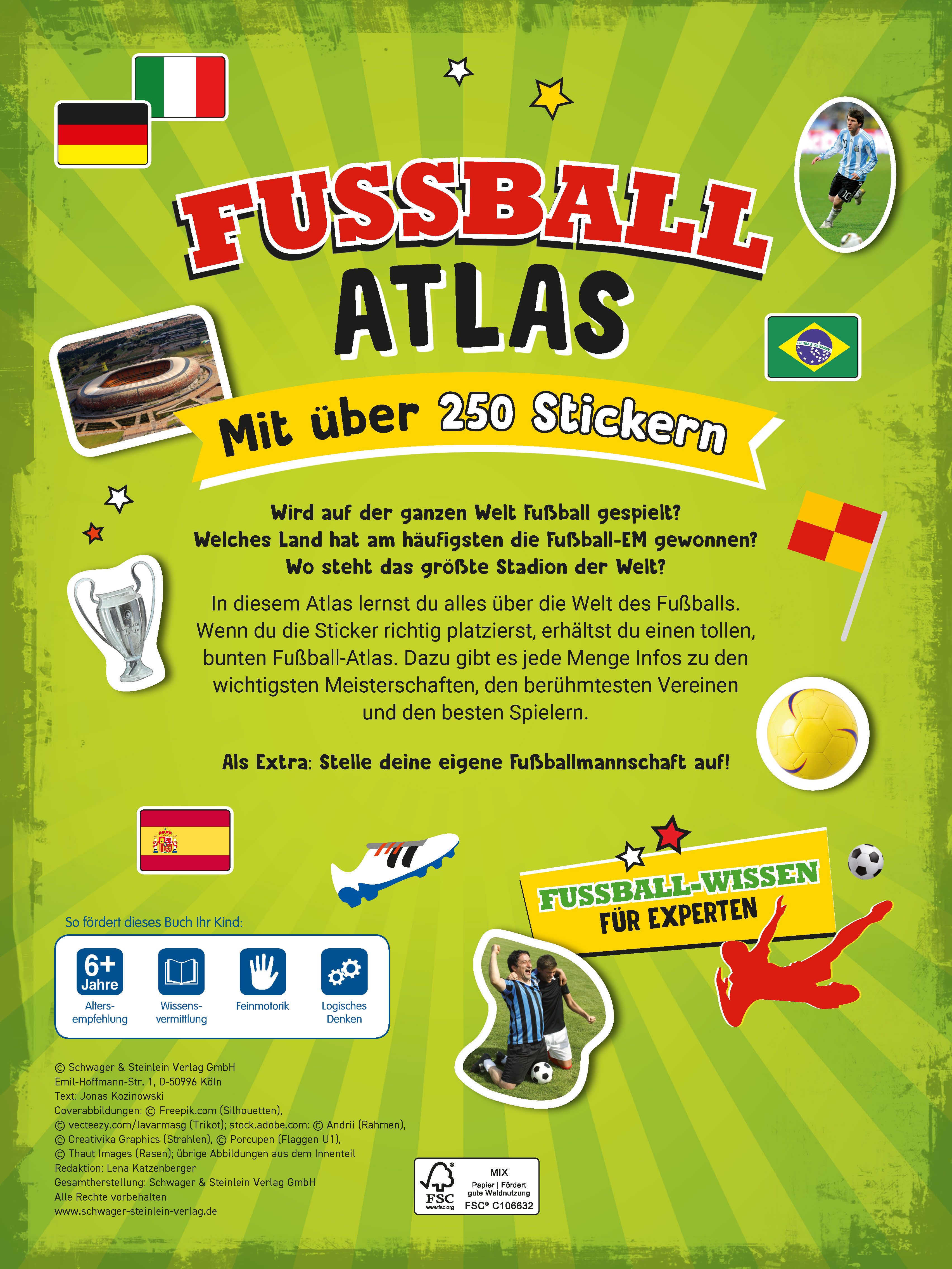 Rückseitencover Fußball-Atlas. Mit über 250 Stickern