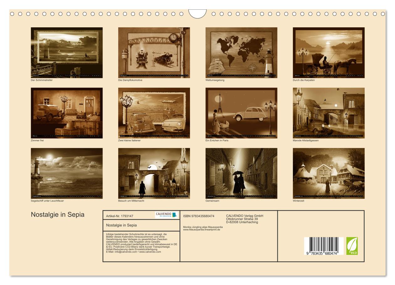 Beispielinhalt (Bild) Nostalgie in Sepia (Wandkalender 2025 DIN A3 quer), CALVENDO Monatskalender