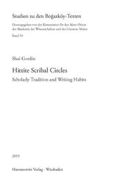 Vorderes Coverbild Hittite Scribal Circles
