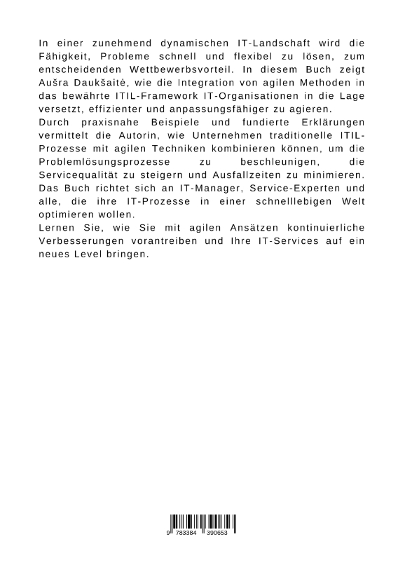 Rückseitencover Agiles Problemmanagement: Effizienzsteigerung im IT-Service