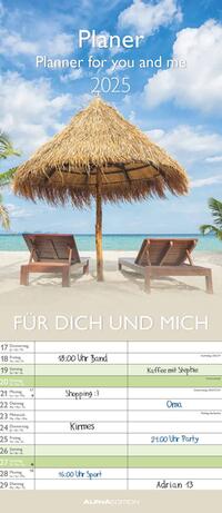 Vorderes Coverbild Alpha Edition - Planer Für Dich und mich 2025 Familienplaner, 19,5x45cm, Familienkalender mit 2 Spalten, viel Platz für Eintragungen, Mondphasen und Ferientermine DE/AT/CH