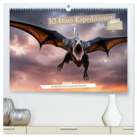 Vorderes Coverbild KI-Dino-Expeditionen Zwölf Monate im Land der Saurier (hochwertiger Premium Wandkalender 2025 DIN A2 quer), Kunstdruck in Hochglanz