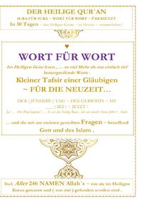 Vorderes Coverbild Der Heilige Qur´an ~ WORT FÜR WORT ~ in 30 Tagen ~ mit ( allen ) 246 Namen Allahs