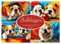 Vorderes Coverbild Bulldoggen. Bunter Hundespaß im Ölbilder-Stil (Wandkalender 2026 DIN A3 quer), CALVENDO Monatskalender