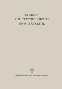 Vorderes Coverbild Studien zur Textgeschichte und Textkritik