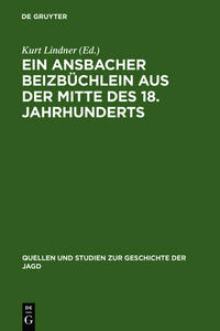 Vorderes Coverbild Ein Ansbacher Beizbüchlein aus der Mitte des 18. Jahrhunderts