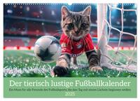 Vorderes Coverbild Der tierisch lustige Fußballkalender (Wandkalender 2025 DIN A2 quer), CALVENDO Monatskalender