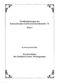 Vorderes Coverbild Zur Geschichte der Löbejüner Loewe-Vereinigungen