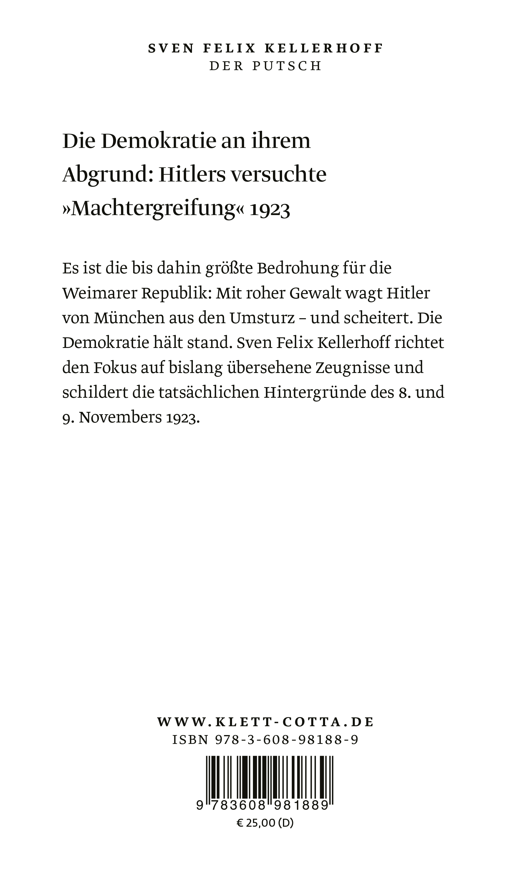 Rückseitencover Der Putsch