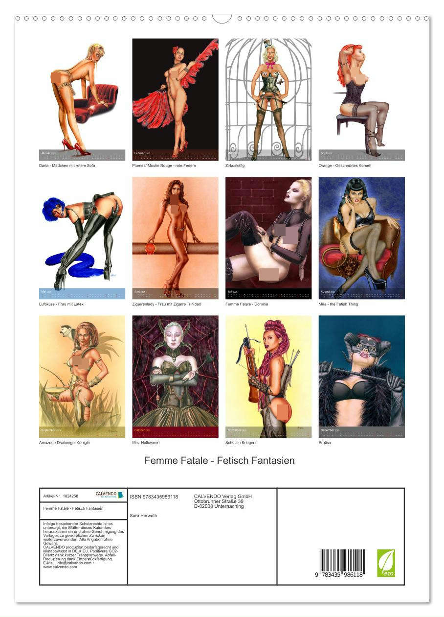 Beispielinhalt (Bild) Femme Fatale - Fetisch Fantasien (hochwertiger Premium Wandkalender 2025 DIN A2 hoch), Kunstdruck in Hochglanz