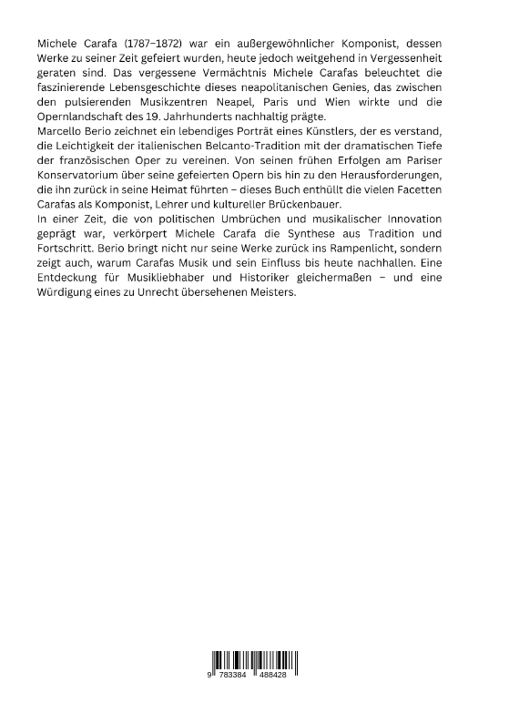 Rückseitencover Das vergessene Vermächtnis Michele Carafas