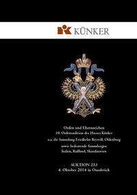Vorderes Coverbild Katalog der Künker Auktion 253 am 4. Oktober 2014 - Orden und Ehrenzeichen.