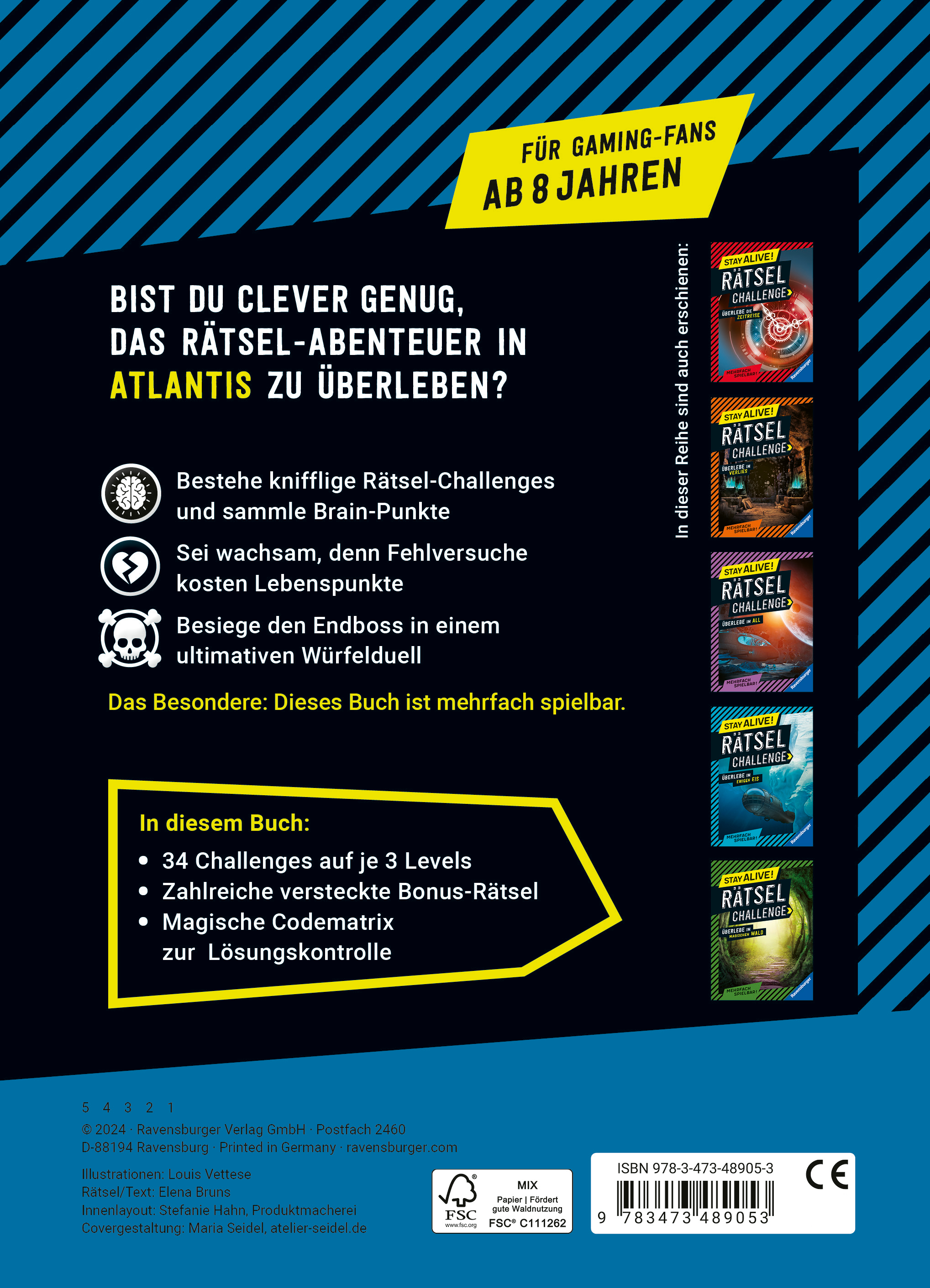 Rückseitencover Stay alive! Rätsel-Challenge - Überlebe in Atlantis