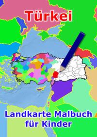 Vorderes Coverbild Türkei Landkarte Malbuch für Kinder