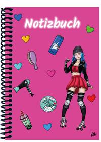 Vorderes Coverbild A 4 Notizbuch Manga Enora, pink, blanko