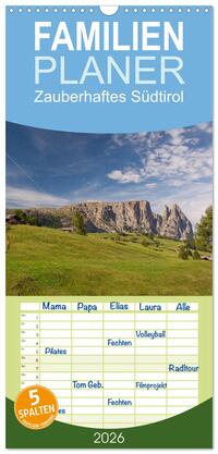 Vorderes Coverbild Familienplaner 2026 - Zauberhaftes Südtirol mit 5 Spalten (Wandkalender, 21 x 45 cm) CALVENDO