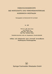 Vorderes Coverbild Aufbau und Arbeitsweise eines universell verwendbaren Hochfrequenz-Titrationsgerätes