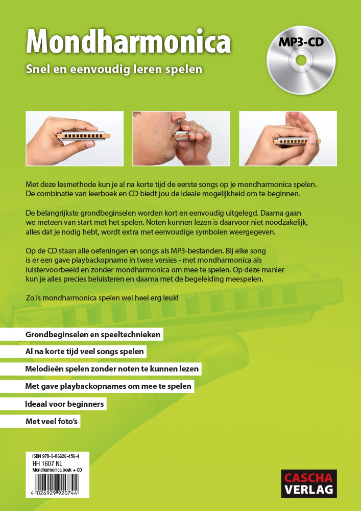 Rückseitencover Mondharmonica - Snel en eenvoudig leren spelen + MP3-CD