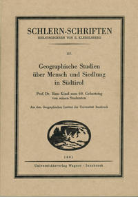 Vorderes Coverbild Geographische Studien über Mensch und Siedlung in Südtirol