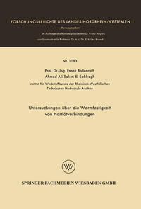 Vorderes Coverbild Untersuchungen über die Warmfestigkeit von Hartlötverbindungen