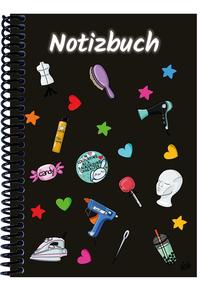 Vorderes Coverbild A 4 Notizbuch Manga Items, schwarz, blanko