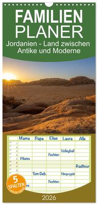 Vorderes Coverbild Familienplaner 2026 - Jordanien - Land zwischen Antike und Moderne mit 5 Spalten (Wandkalender, 21 x 45 cm) CALVENDO