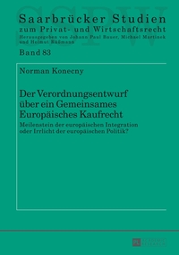 Vorderes Coverbild Der Verordnungsentwurf über ein Gemeinsames Europäisches Kaufrecht
