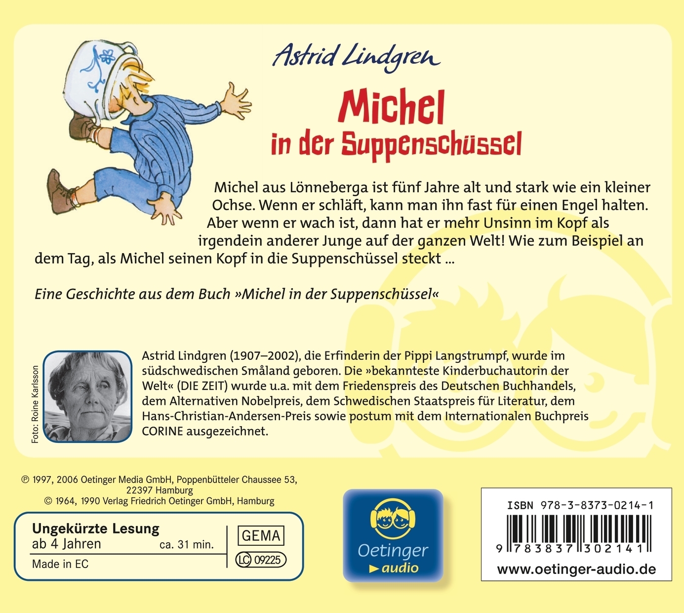 Rückseitencover Michel aus Lönneberga 1. Michel in der Suppenschüssel