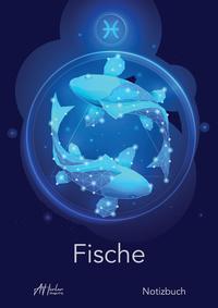Vorderes Coverbild Sternzeichen Fische Notizbuch | Designed by Alfred Herler
