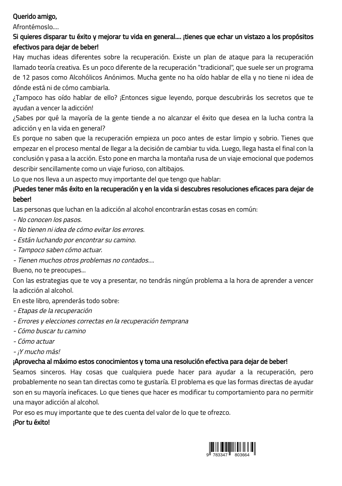 Rückseitencover Cómo dejar de beber alcohol