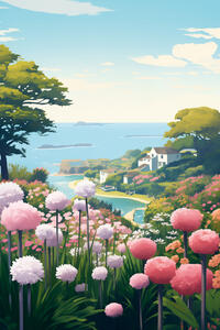 Vorderes Coverbild VE Gärten von Cornwall Klappkarte Motiv Villa am Meer 5 Ex.